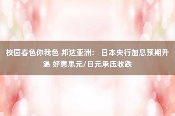 校园春色你我色 邦达亚洲： 日本央行加息预期升温 好意思元/日元承压收跌