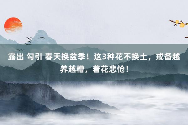 露出 勾引 春天换盆季！这3种花不换土，戒备越养越糟，着花悲怆！