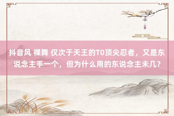抖音风 裸舞 仅次于天王的T0顶尖忍者，又是东说念主手一个，但为什么用的东说念主未几？