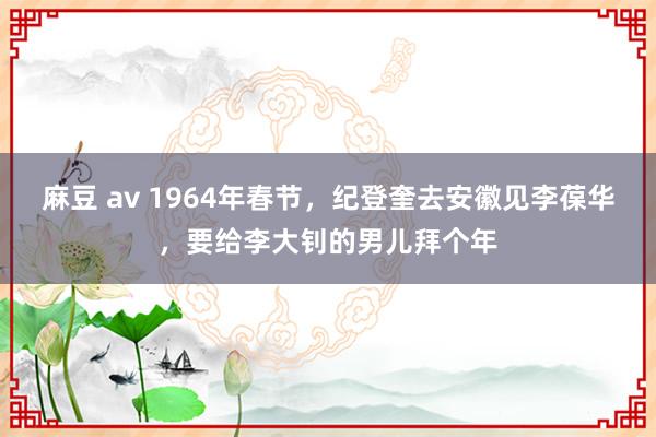 麻豆 av 1964年春节，纪登奎去安徽见李葆华，要给李大钊的男儿拜个年