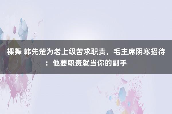 裸舞 韩先楚为老上级苦求职责，毛主席阴寒招待：他要职责就当你的副手