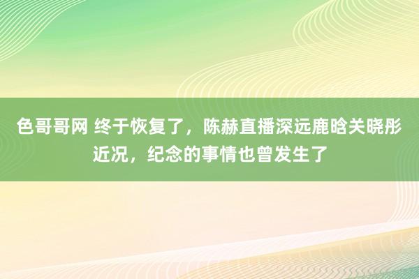 色哥哥网 终于恢复了，陈赫直播深远鹿晗关晓彤近况，纪念的事情也曾发生了
