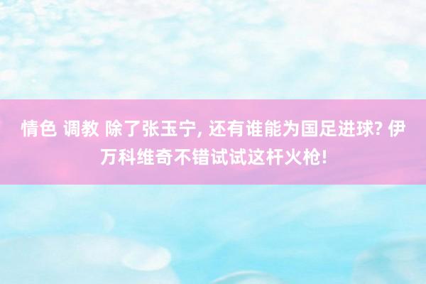 情色 调教 除了张玉宁, 还有谁能为国足进球? 伊万科维奇不错试试这杆火枪!