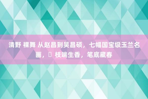 清野 裸舞 从赵昌到吴昌硕，七幅国宝级玉兰名画，​枝端生香，笔底藏春