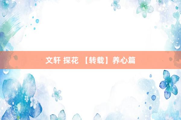 文轩 探花 【转载】养心篇