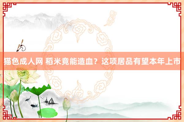 猫色成人网 稻米竟能造血？这项居品有望本年上市