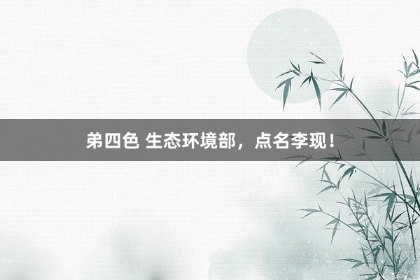 弟四色 生态环境部，点名李现！